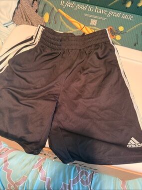 adidas Black Shorts with White Side Stripes -